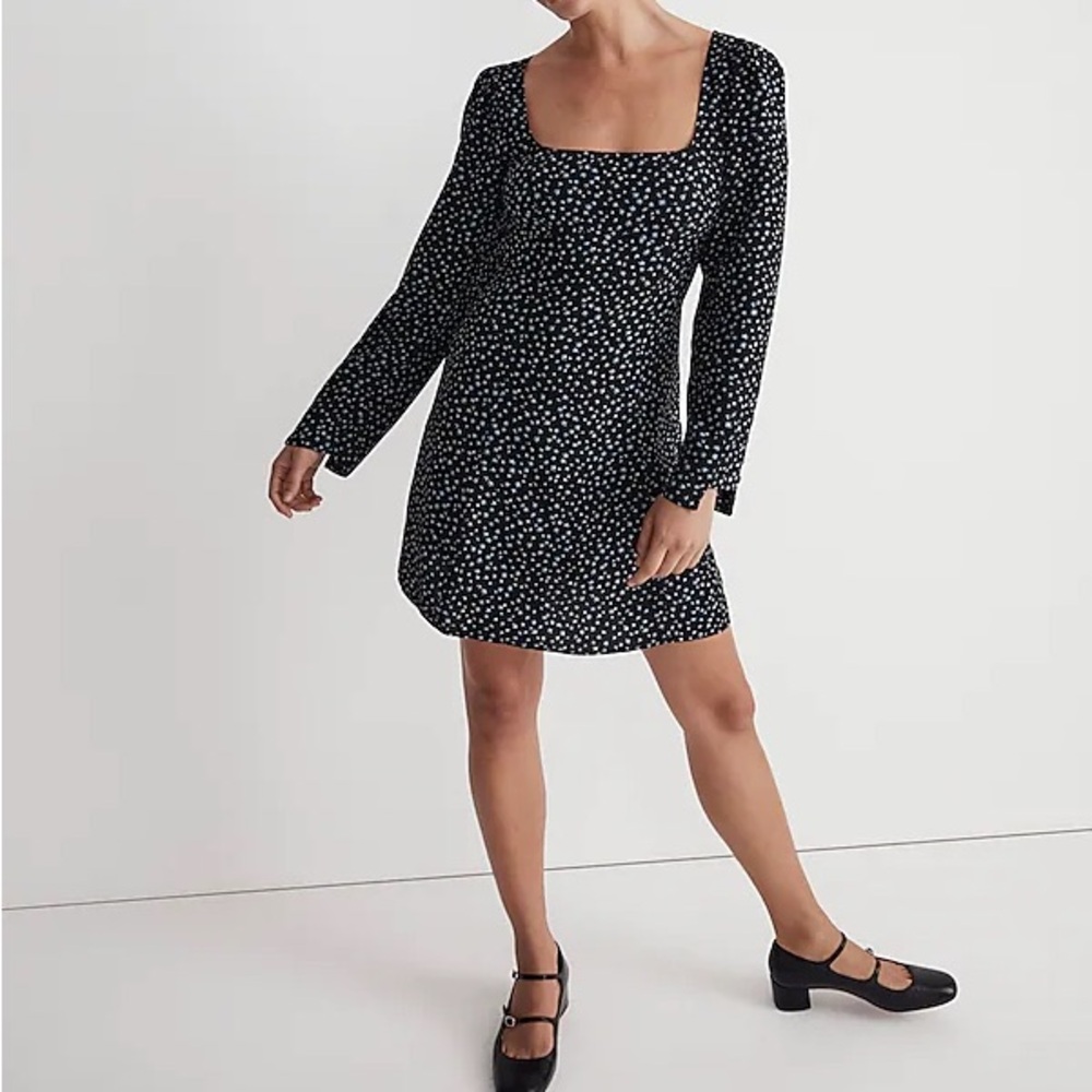 NWT Madewell seamed long sleeve mini dress in ditsy floral, size 2